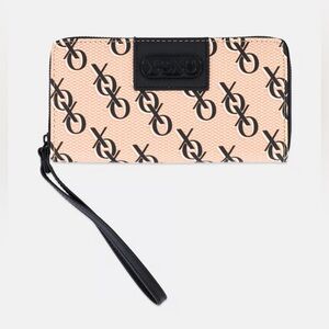 XOXO Black and Tan Logo Patterned Wristlet